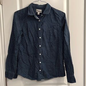 J. Crew Indigo Navy Dash Boy cut Button-Down Blouse 8